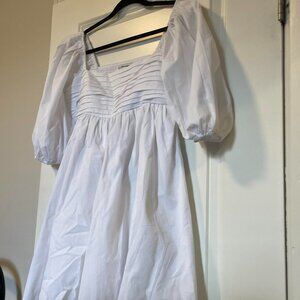 Abercrombie Emerson Poplin Puff Sleeve Mini Dress - White